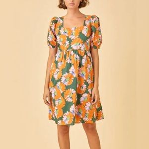 Polagram | SPRING & SUMMER DRESS | Size Large |Orange, Green, dash of light pink